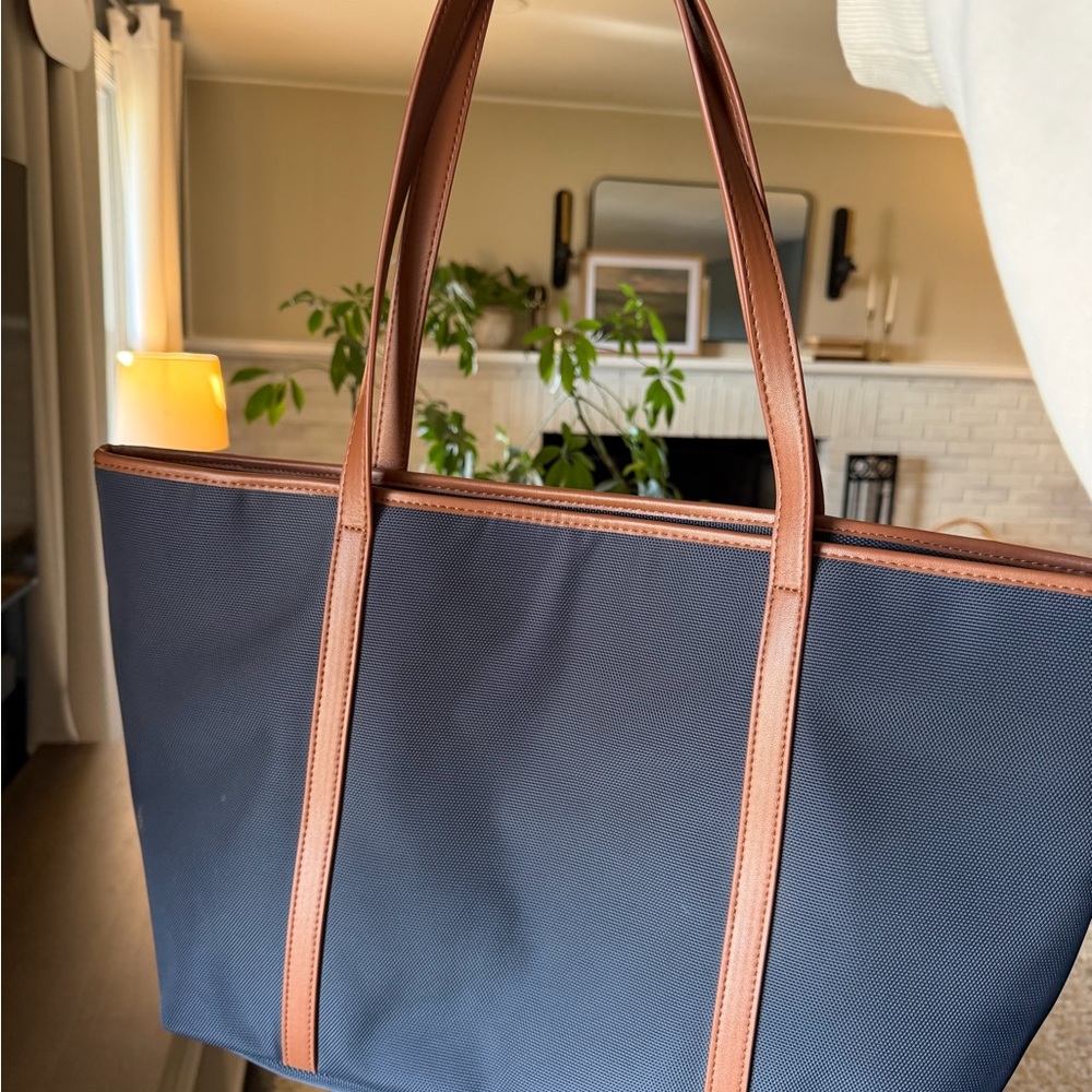 Chic Eco Brown and Navy Bag - Picture 2 of 6